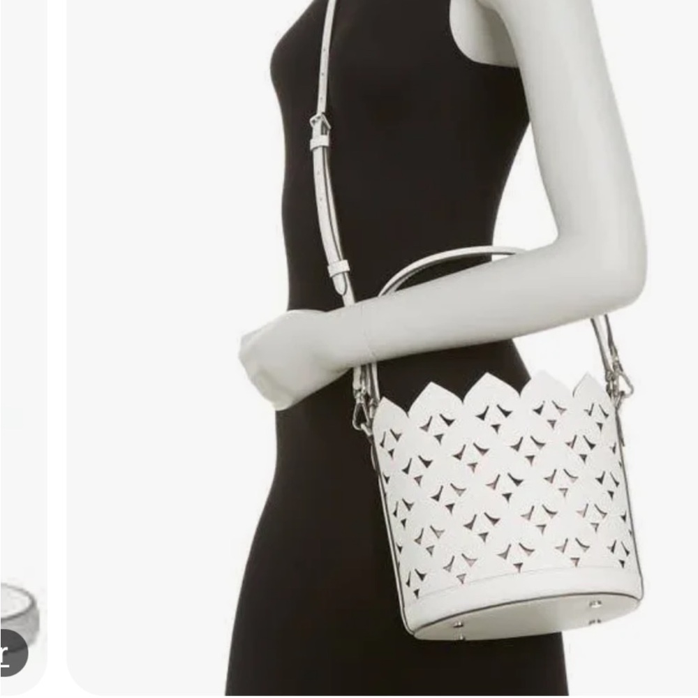 Kate Spade White Shoulder Bag with Cut-Out Design and Adjustable Strap